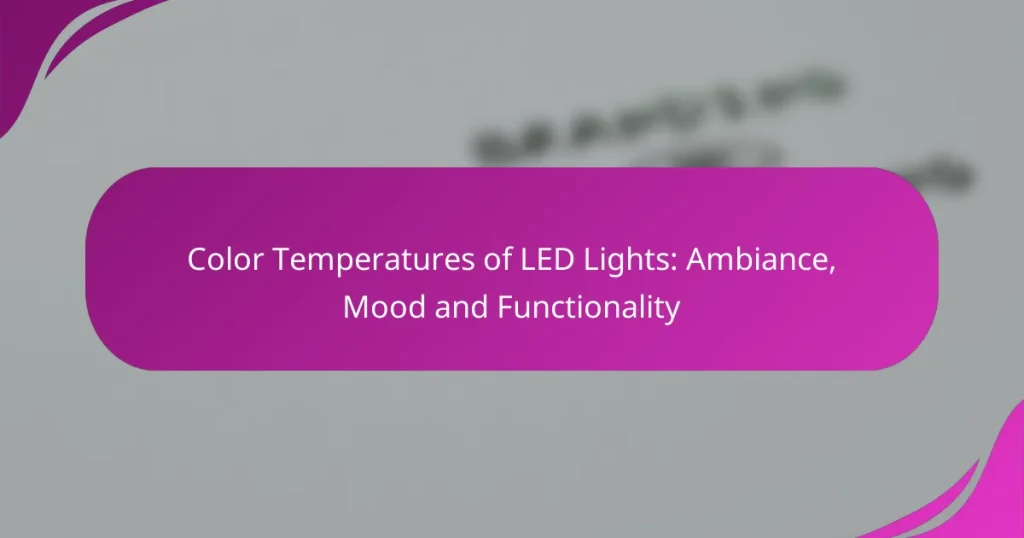 Color Temperatures of LED Lights: Ambiance, Mood and Functionality